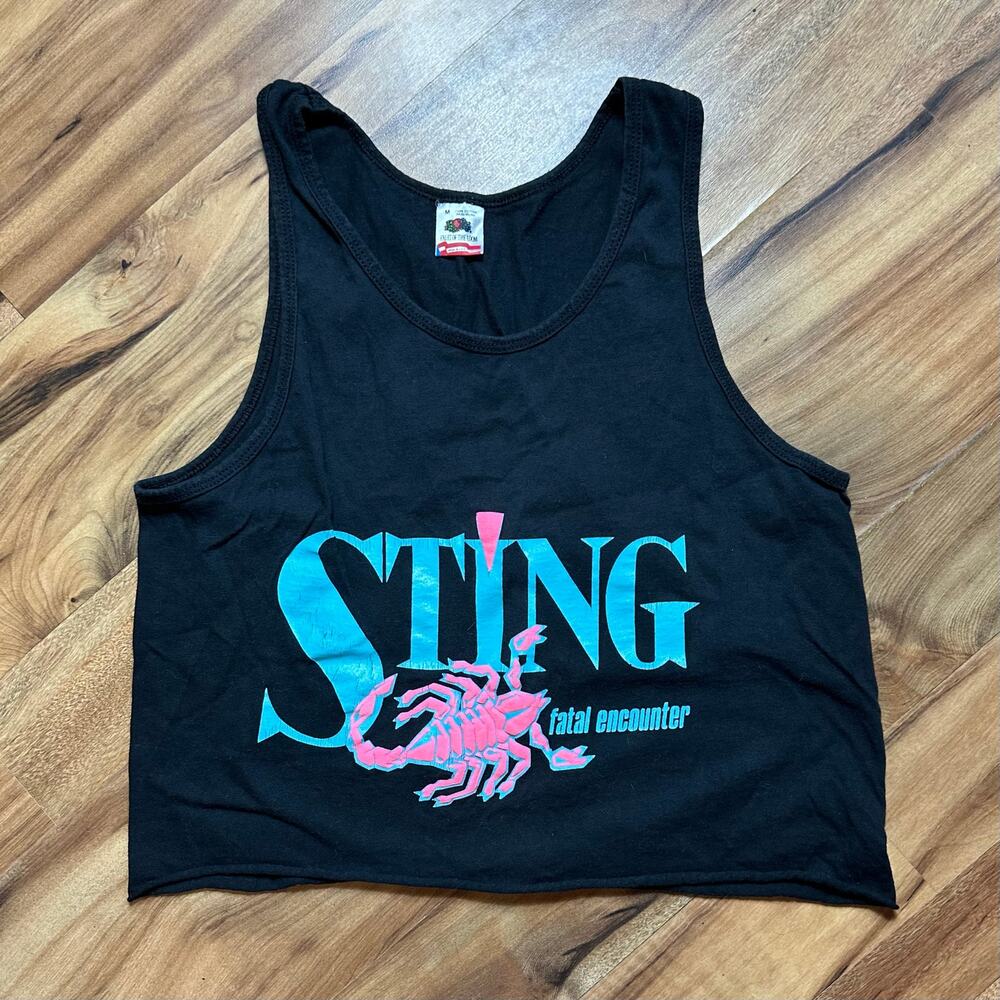 Vintage Sting Fatal Encounter cut-off Tank Top Size Medium